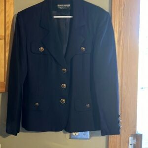 Herbert Grossman by Cynthia Sobel Blazer Women Sz 16 Black lining gold buttons